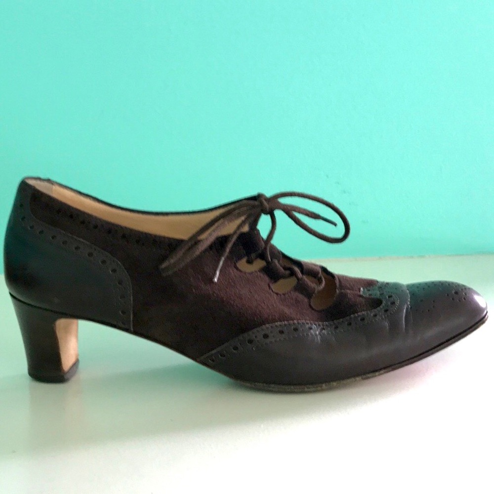 Vintage Manolo Blahnik Deep Brown Suede & Leather